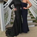 Black lace long sleeve, high neck prom dress ! Size 4 Photo 1