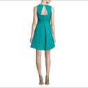 Halston Heritage 𝅺Halston Clover Green Heritage Split Neck Flare Cocktail Dress Photo 2