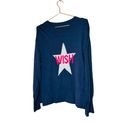 Wish VICTOR ALFARO  Navy Pink Knit Long Sleeves Oversized Sweater Size Small Photo 3