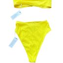 FRANKIES BIKINIS Yellow Jean Bandeau Strapless Bikini Swim Top + Bottom, Large Photo 2