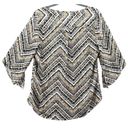 Dress Barn  Womens Chevron Print Blouse Top M Tan Black Bell Sleeve High-Low Hem Photo 4