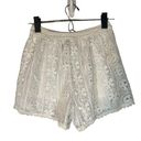 ASTR  White Lace Embroidered Floral Scalloped Trim Shorts Women Sz S Photo 1