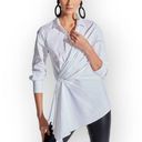 Natori  cotton poplin side drape button doown Blouse White Photo 3