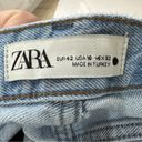 ZARA  Distressed Denim sz 10 medium wash high waisted jeans  with pre loved wear Photo 6