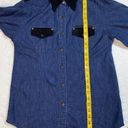 Harley Davidson Womens Harley-Davidson Blue Denim Snap Shirt Black Faux Suede Accents Size M Photo 10