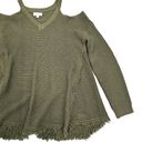 Umgee Sweater Cold Shoulders Open Knit Pullover Sweater Womens Size M Green Boho Photo 4