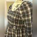 Tommy Hilfiger Tommy Jeans Womens Size Medium Plaid Peplum Smocked Top •Scoop Neck Long Sleeves Photo 3