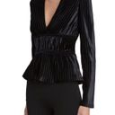 BCBGMAXAZRIA Long Sleeve Velvet Peplum Top Photo 1