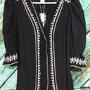 Esley NWT  Bohemian Boho Top Black With White Embroidery Size Small Photo 9