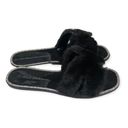 Wild Diva  Lounge Black Faux Fur Rhinestone Slides Photo 47