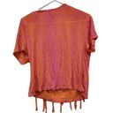 Kirra Pacsun  Orange Pink Knotted Woven Fringe Tassel Tee Shirt Top Size Medium Photo 5