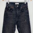 ZARA  Womens Distressed Cutoff Jeans Stretch Whiskering Straight Leg Black 2 Photo 2