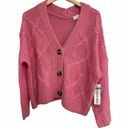 RD Style  Cardigan Laure Cropped Cable Knit Bubblegum Pink Textured Size Med NWT Photo 3