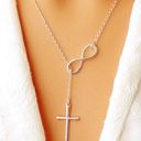 infinity Boutique Fashionable Simple  Cross Pendant Silver color Necklace Photo 0