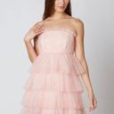 Cotton Candy LA NEW  Blush Strapless Tiered Tulle Mini Dress Size Small Photo 0