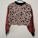 Beach Riot  Ava Pink Love Heart Cheetah Print Cropped Sweatshirt Size Small Photo 2