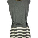 Gap  Dark Gray Cotton White Stripe Hem Shift Mini Dress S Photo 0