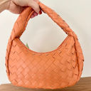 Anthropologie NWOT By  Leather Woven Top handle Bag Orange Women's Photo 3