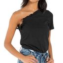 n:philanthropy NWT  Blue One-shoulder Bodysuit in Black Photo 0