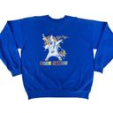 Hanes Nascar Kyle Busch 18 Blue Dabbing Unicorn Oversized Crewneck Sweater Photo 0