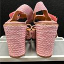 Lucky Brand Yidris Platform Espadrille Heels Sandals Pink Size 9M Straw Buckle Photo 9