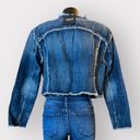 Edge ABLE NWT Womens Cropped Distressed Denim Jacket sz XL Blue Jean Raw  Hem Photo 2