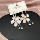 Women's Crystal Flower Drop Dangle Earrings Gold Photo 1