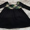 Forever 21 Vintage Y2K  Black Tunic with Green Plaid Detailing, size S Made in USA Photo 13