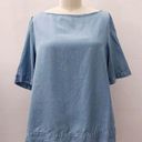 Massimo Dutti  Chambray Oversized Blouse Shirt Tie Back Top Bow Denim Photo 6