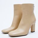 ZARA  Cream Go Go Boots Leather Heels Square Round Toe Heel 39 Photo 1