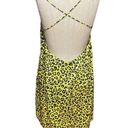 Michelle Mason  Strappy Mini Dress Neon Yellow Leopard Print Size 10 Photo 5