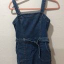 Hollister  Small S denim stretch mini overall dress belted blue Photo 2