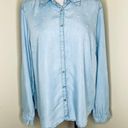 Soho  New York & Company Top XL Button Down Pearl Chambray Lyocell Long Sleeve Photo 1