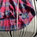 American Eagle  Red Blue Plaid Flannel Hooded Button Down Shirt Shacket sz Small Photo 10