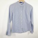 Polo  Slim Fit Blue Pinstripe High Neck Button Front Shirt Women's Size Small S Photo 5