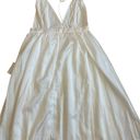 Lulus  White Maxi Dress Satin Spaghetti Strap Halter Top Deep V-Neck Medium NWT Photo 9