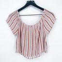 Ten Sixty Sherman  Off The Shoulder Striped Crop Top Medium Photo 4