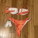 Shekou  Orange/Red 2 Piece Bikini Set Top Size Small & Bottom Size Medium NWT Photo 1