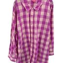 Woman Within  Womens Button Up Shirt Top Check Long Sleeve Purple Pink Size 5X Photo 0