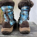 The North Face  Nuptse Blue & Brown Plaid Fur Trim Lace Up Winter & Rain Boots 6 Photo 3