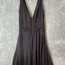 Tadashi  Collection Chocolate Brown Silk Chiffon Plunge Neck Flare Dress Size 10 Photo 3