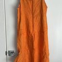 Bleu d'Azur Orange 100% Linen Double Strap Midi Dress Women's 10 Photo 2