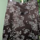 J. McLaughlin  Pleated A-Line Lined Brown Skirt with White Flowers Size 8 Photo 2