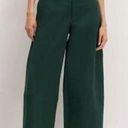 Everlane The Structured Cotton Belted Pant Bellbottom Wide Leg Green NWT Size 00 Photo 0