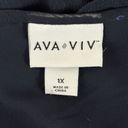 Ava & Viv  Shirt Womens 1X Navy Blue Sheer Chiffon Lined Romantic Feminine Casual Photo 6