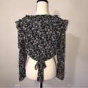 Pookie & Sebastian  Black Floral Cropped Top Long Sleeve Zip Back Size Small Photo 3