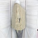 Chico's Chico’s Tarrin Tape Yarn Fringe Poncho Sweater Taupe Tan Large XL Photo 2