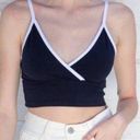 Brandy Melville NWT  john galt Amara Wrap Crop contrast Tank top Navy White os Photo 0