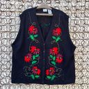 Vintage 90s Y2K appliqué poinsettia beaded sweater vest volup 26W/28W Photo 0