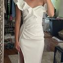 White one shoulder off & runched Dress Size XS Photo 0